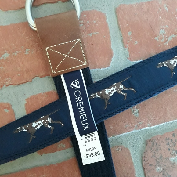 Daniel Cremieux Accessories Mens Hunting Dog Pointer Print Navy Blue Belt O Ring Small New